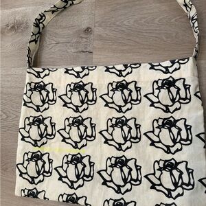 Freda Salvador Black and Cream Floral Tote